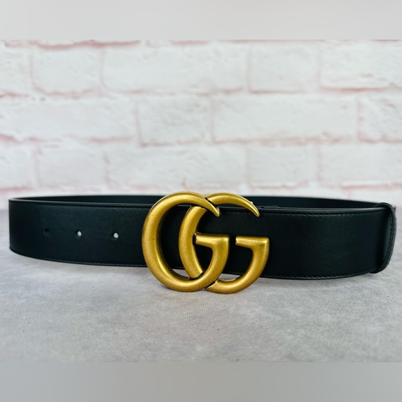 Gucci Other - Gucci 2015 Re Edition Wide Leather Belt Gg Double Marmont Black 400593 90/36